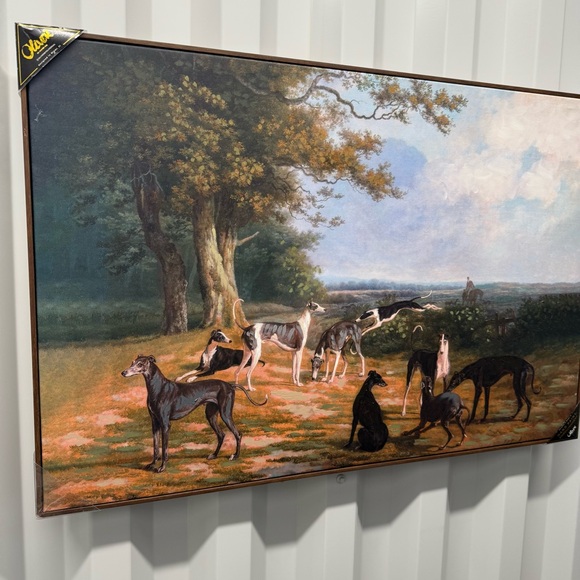 Oliver Gal Nine Greyhounds Canvas Painting 24” x 36” - Picture 1 of 13